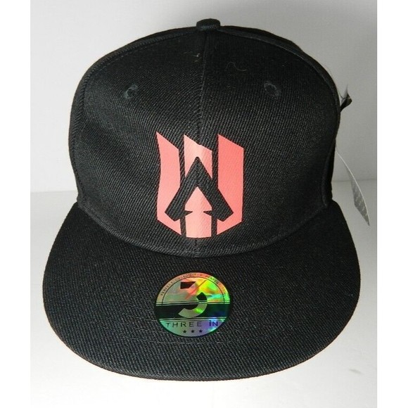 Three In Cap Adjustable Snapback Black with Red & Black Symbol NWT OSFA - Picture 1 of 8